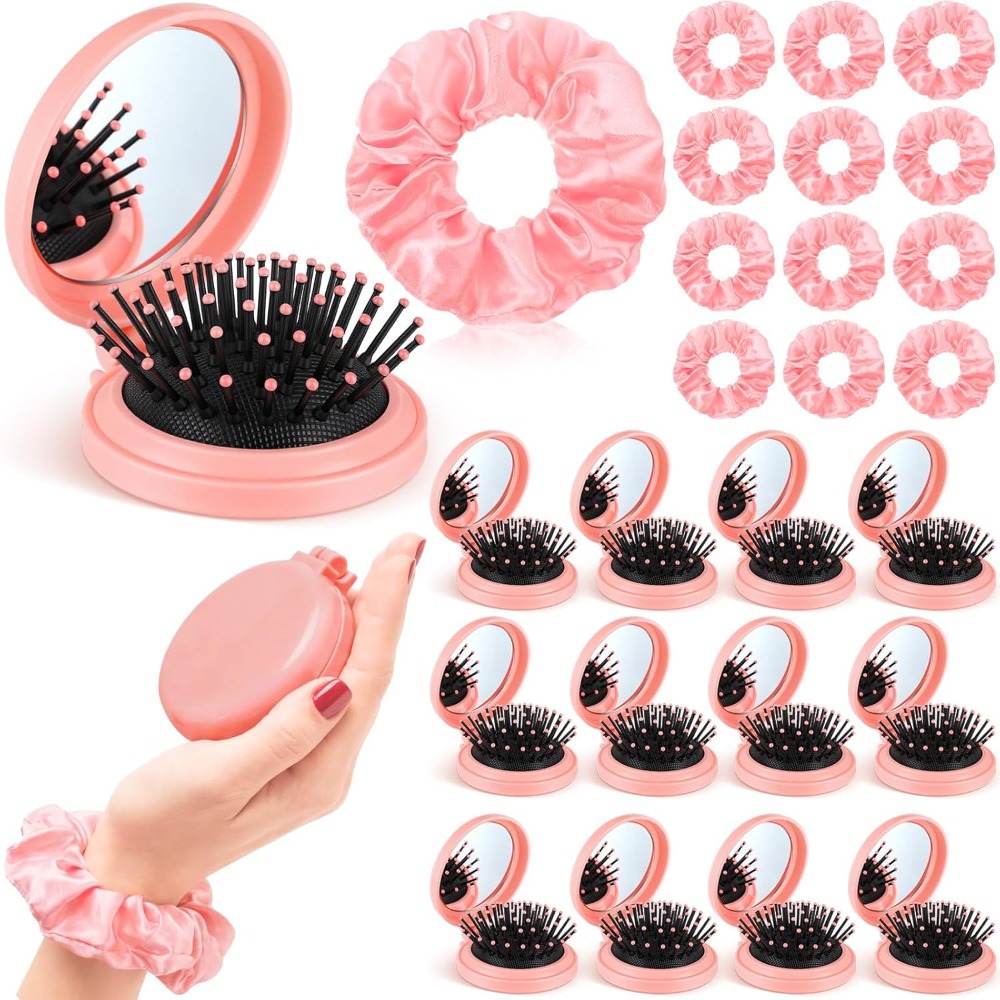 Scrunchie Satin Set - 2-20 Ensembles Mini Brosse à Cheveux