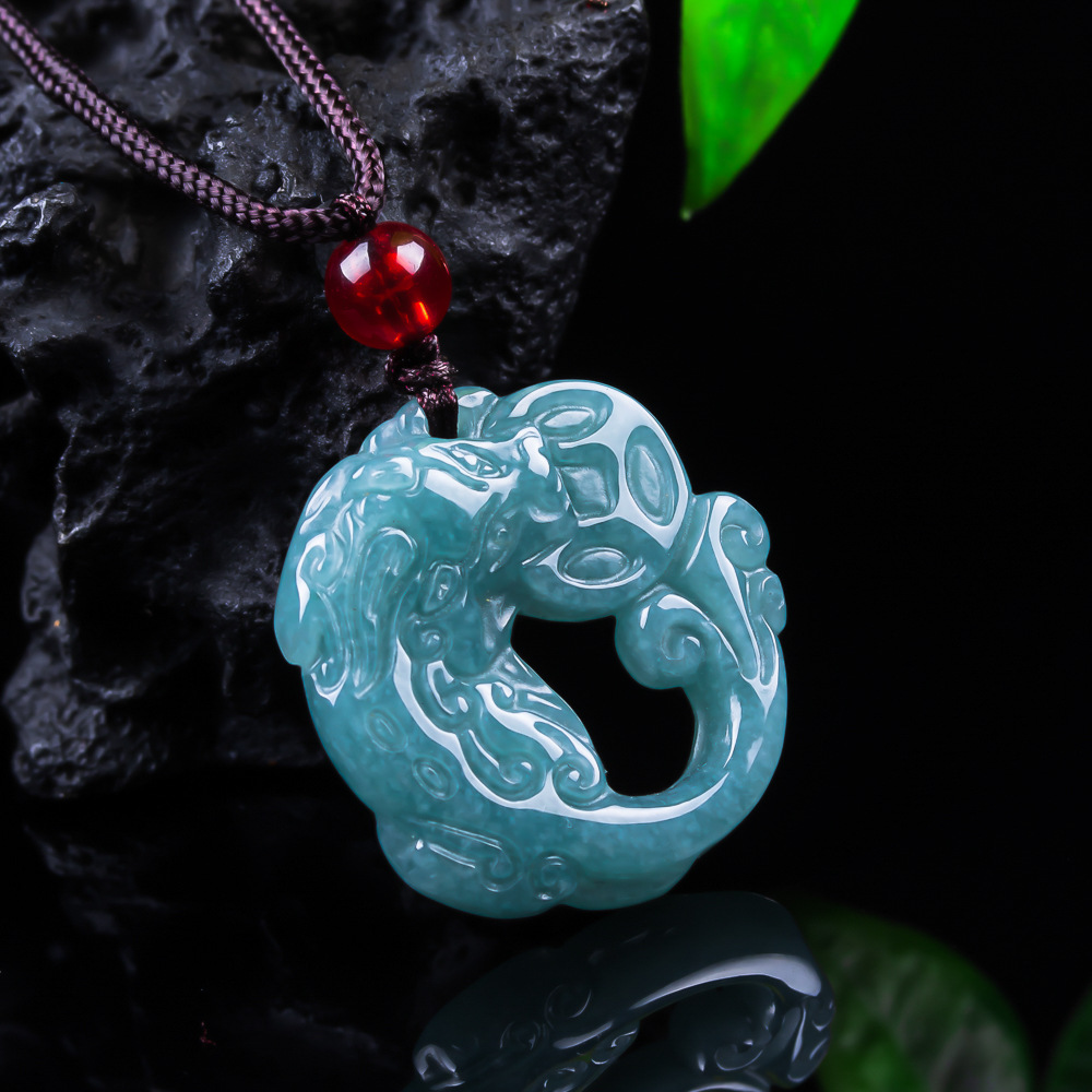 Women Accessories Gift - Pendentif Pixiu en jadéite birmane, véritable