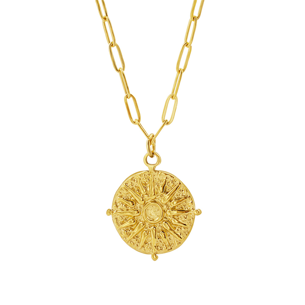 Coin Necklace Delicate - Collier pendentif rond en acier inoxydable