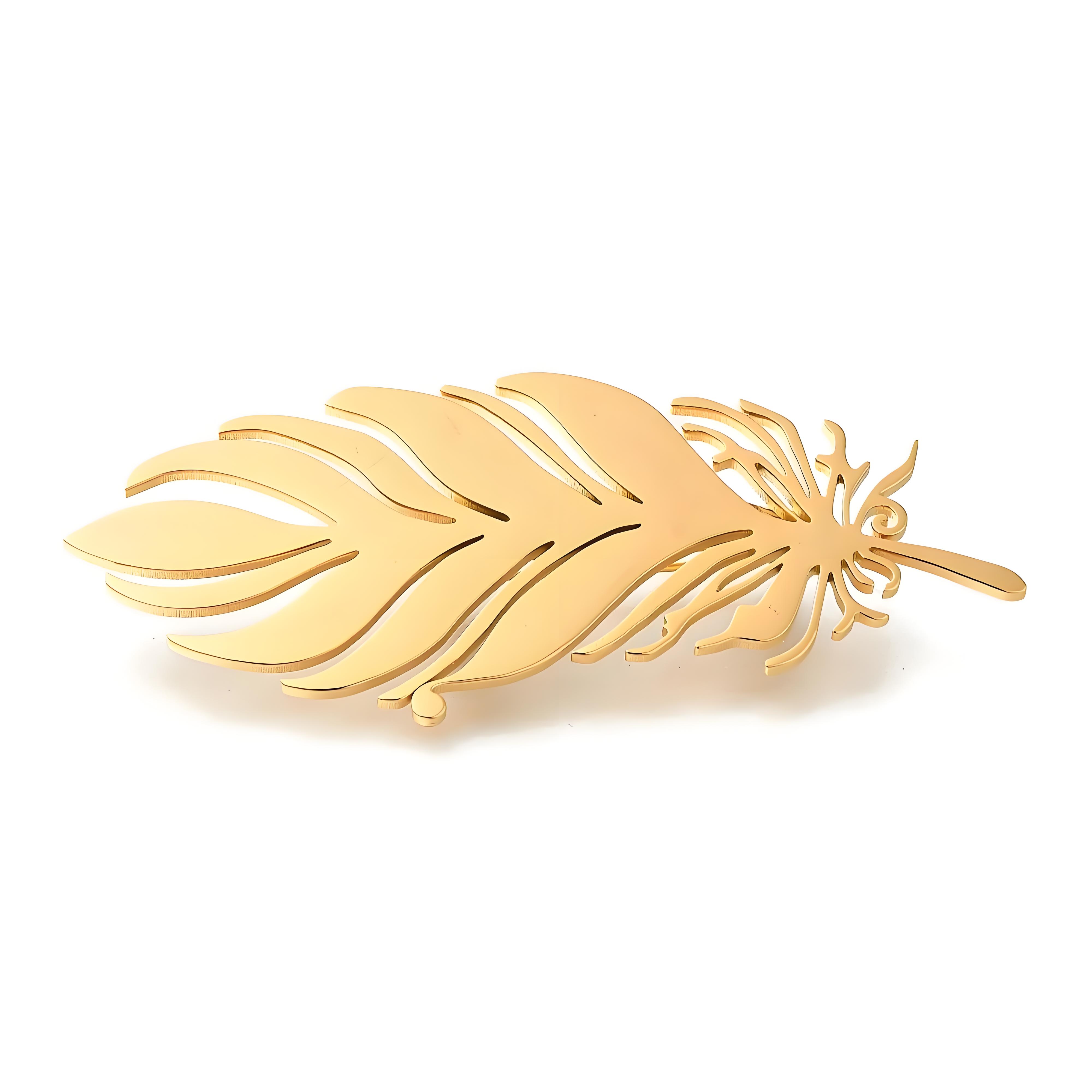 Broche plume plaquée or, éping - Brooch Pin Gold avis et prix